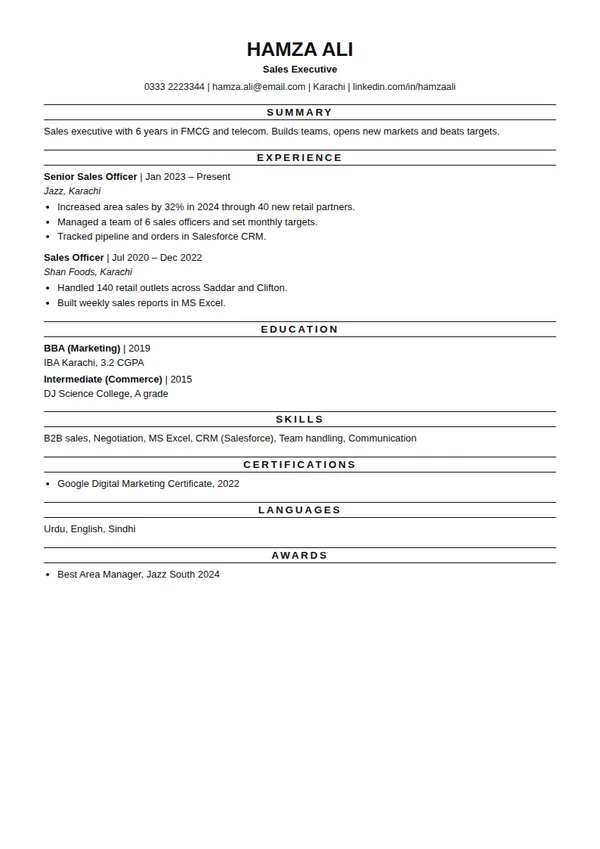 Spaced Capitals ats resume template (free PDF and Word)