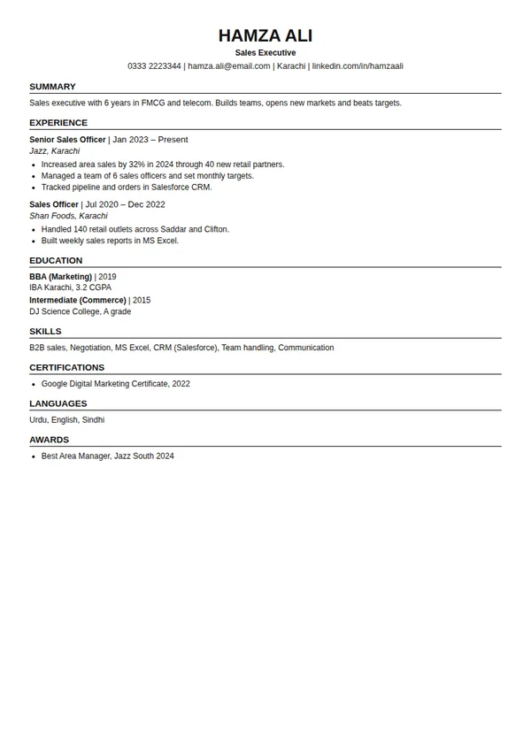 Compact ats resume template (free PDF and Word)