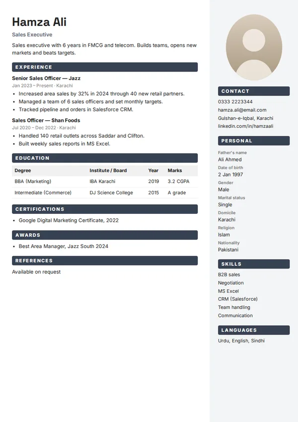 Grey Boxed cv template (free PDF)