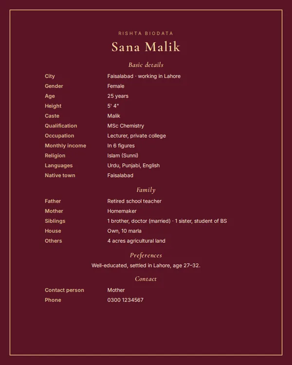 Royal Maroon rishta biodata template (marriage biodata format)