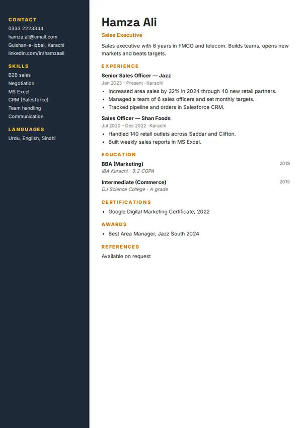 Split Two-Tone resume template (free PDF)