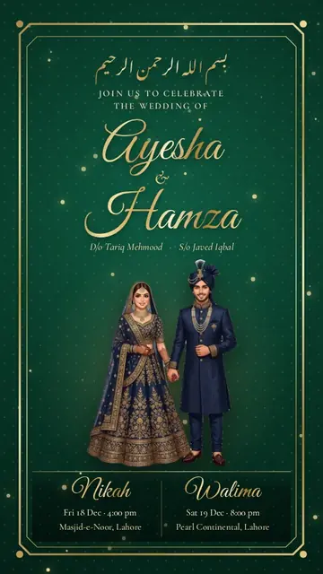 Emerald Classic shaadi card design
