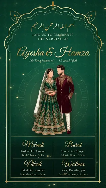 Emerald Shahi shaadi card design