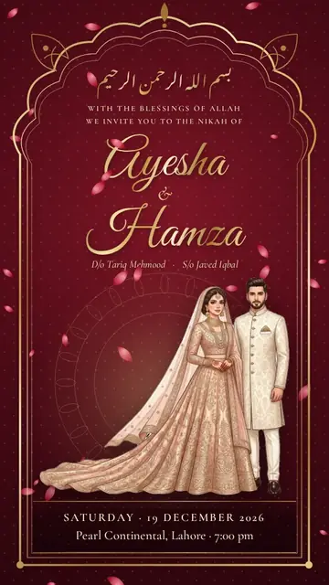 Maroon Gulab shaadi card design