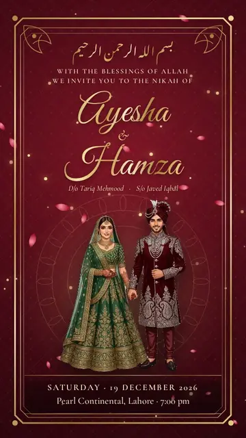 Maroon Haveli shaadi card design