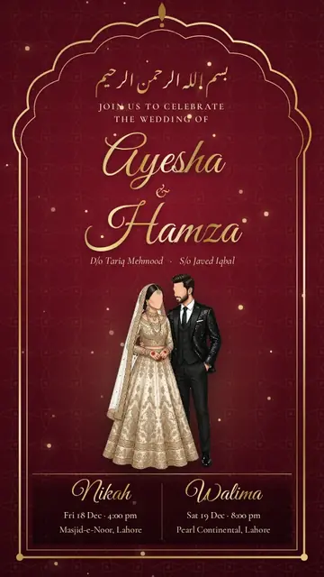 Maroon Mehrab shaadi card design