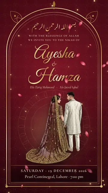 Maroon Rukhsati shaadi card design
