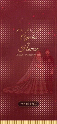 Dupatta lift opening scene of a nikah invitation website