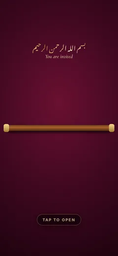 Farmaan scroll opening scene of a nikah invitation website
