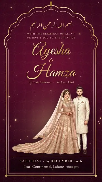 Wine Mehrab shaadi card design
